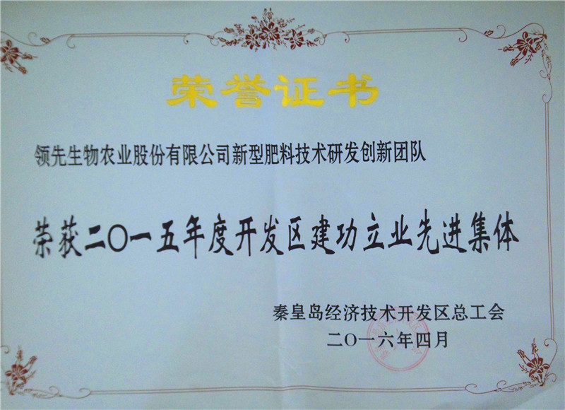 222015年度开发区建功立业先进集体